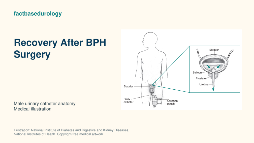 Recovery After BPH Surgery — male urinary catheter anatomy (medical illustration).